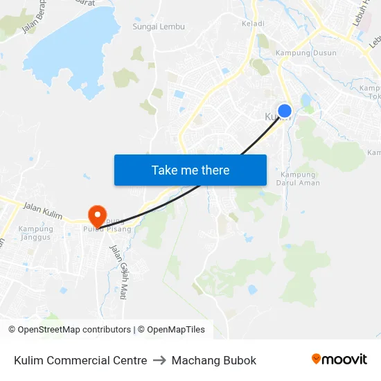 Kulim Commercial Centre to Machang Bubok map