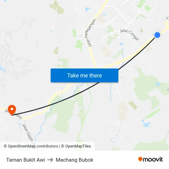 Taman Bukit Awi to Machang Bubok map
