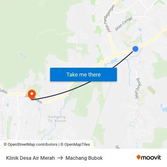 Klinik Desa Air Merah to Machang Bubok map