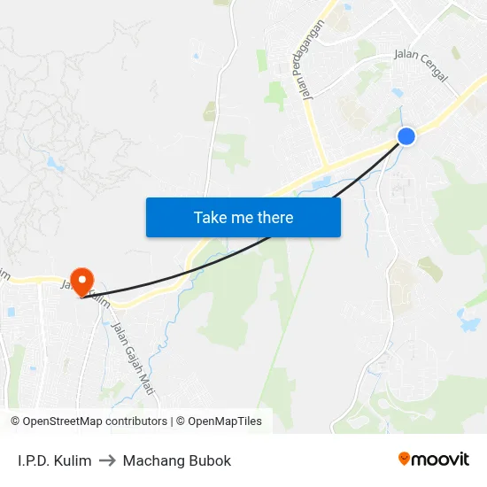 I.P.D. Kulim to Machang Bubok map