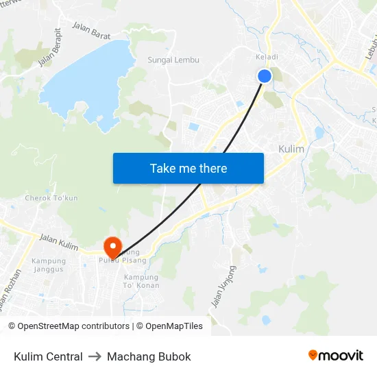 Kulim Central to Machang Bubok map