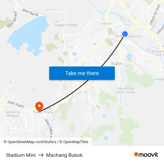Stadium Mini to Machang Bubok map