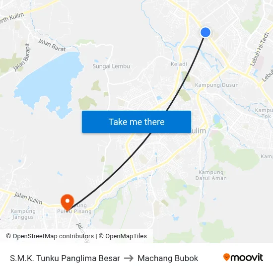 S.M.K. Tunku Panglima Besar to Machang Bubok map