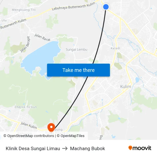 Klinik Desa Sungai Limau to Machang Bubok map