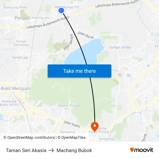 Taman Seri Akasia to Machang Bubok map