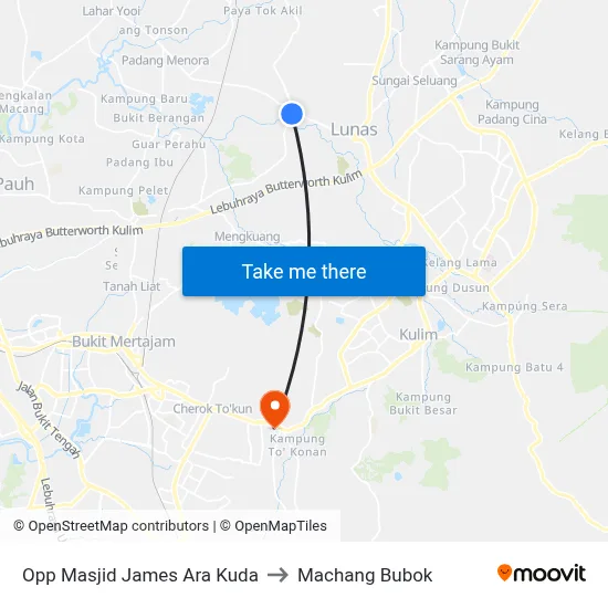 Opp Masjid James Ara Kuda to Machang Bubok map