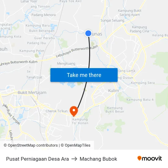 Pusat Perniagaan Desa Ara to Machang Bubok map