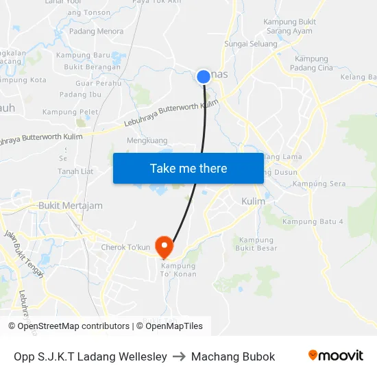 Opp S.J.K.T Ladang Wellesley to Machang Bubok map