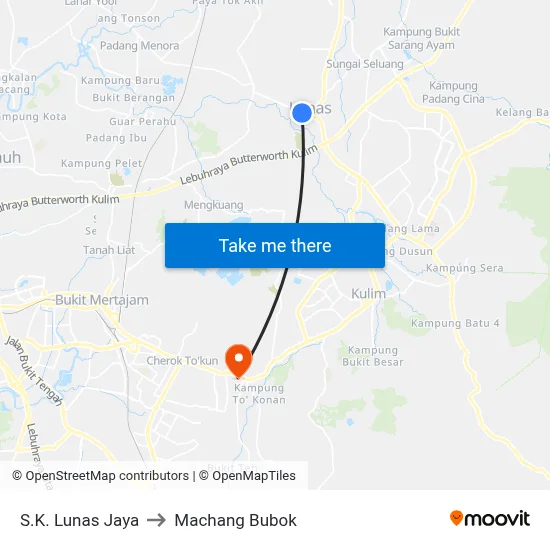 S.K. Lunas Jaya to Machang Bubok map