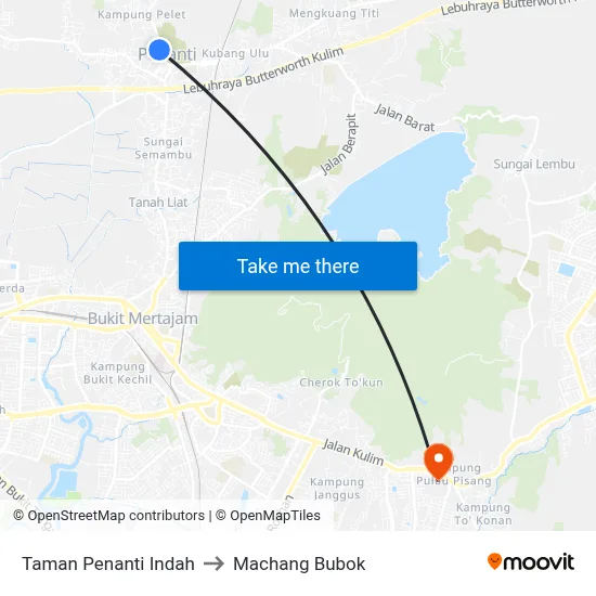 Taman Penanti Indah to Machang Bubok map