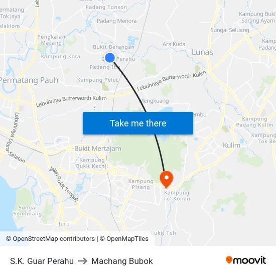 S.K. Guar Perahu to Machang Bubok map