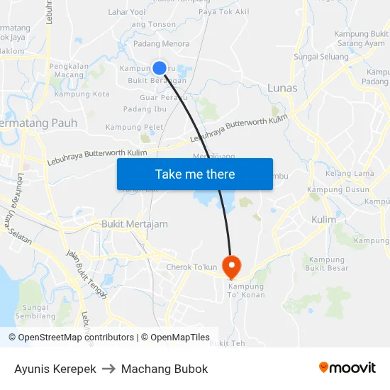 Ayunis Kerepek to Machang Bubok map