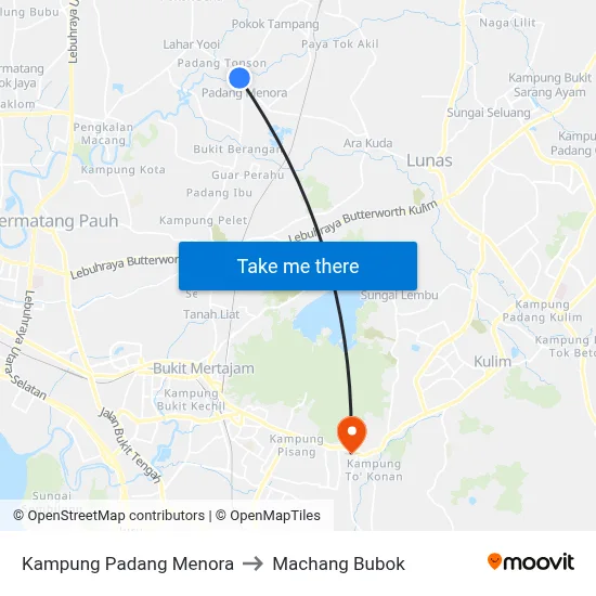 Kampung Padang Menora to Machang Bubok map