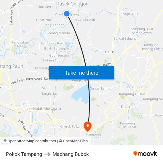Pokok Tampang to Machang Bubok map