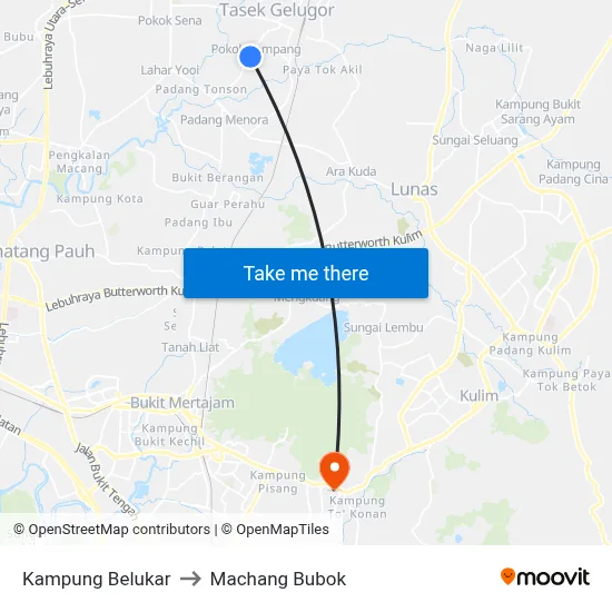 Kampung Belukar to Machang Bubok map