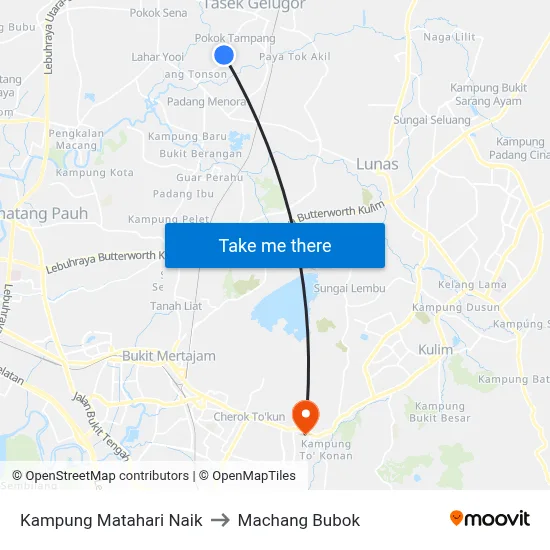 Kampung Matahari Naik to Machang Bubok map