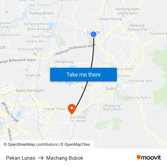 Pekan Lunas to Machang Bubok map