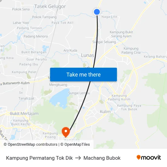 Kampung Permatang Tok Dik to Machang Bubok map