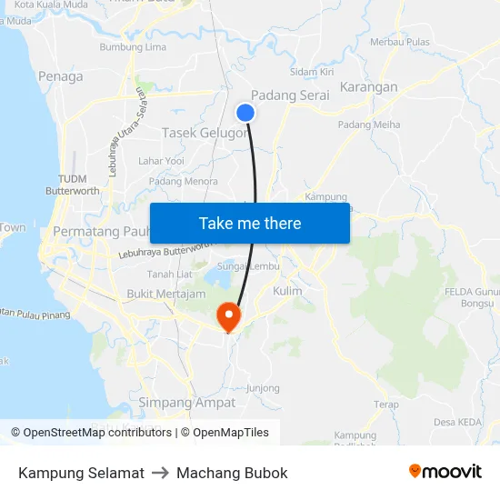 Kampung Selamat to Machang Bubok map