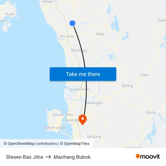 Stesen Bas Jitra to Machang Bubok map