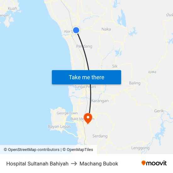 Hospital Sultanah Bahiyah to Machang Bubok map