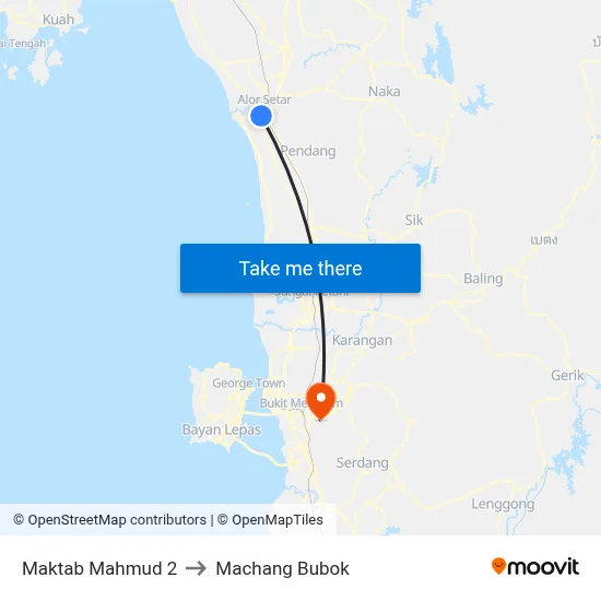 Maktab Mahmud 2 to Machang Bubok map