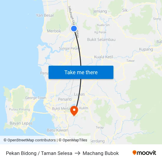 Pekan Bidong / Taman Selesa to Machang Bubok map
