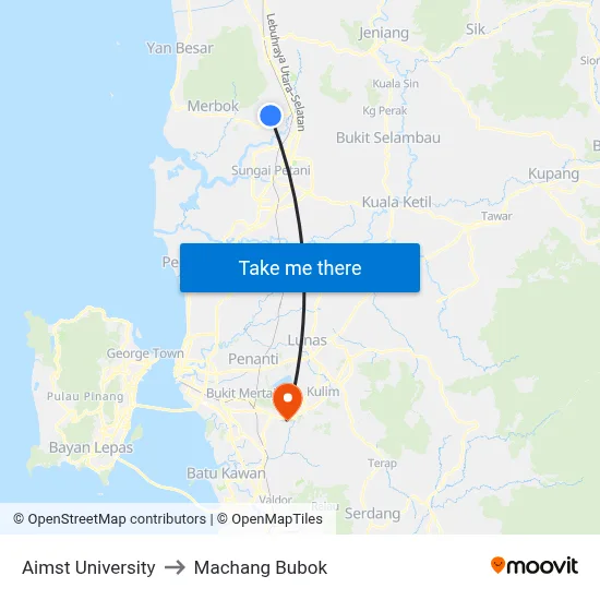 Aimst University to Machang Bubok map