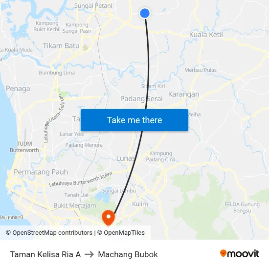 Taman Kelisa Ria A to Machang Bubok map