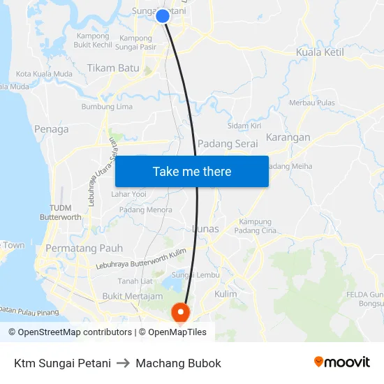 Ktm Sungai Petani to Machang Bubok map
