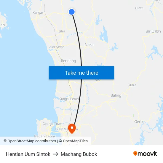 Hentian Uum Sintok to Machang Bubok map