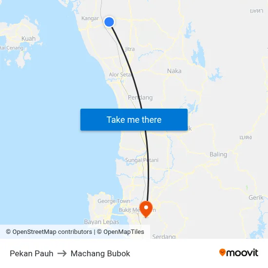 Pekan Pauh to Machang Bubok map