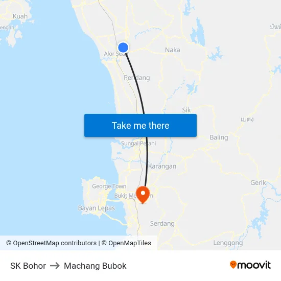 SK Bohor to Machang Bubok map