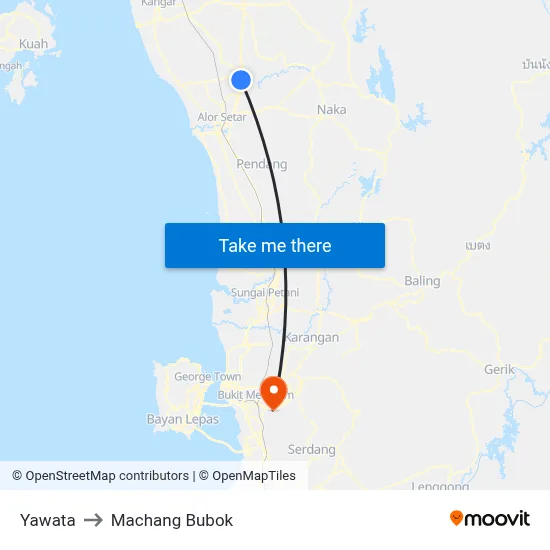 Yawata to Machang Bubok map