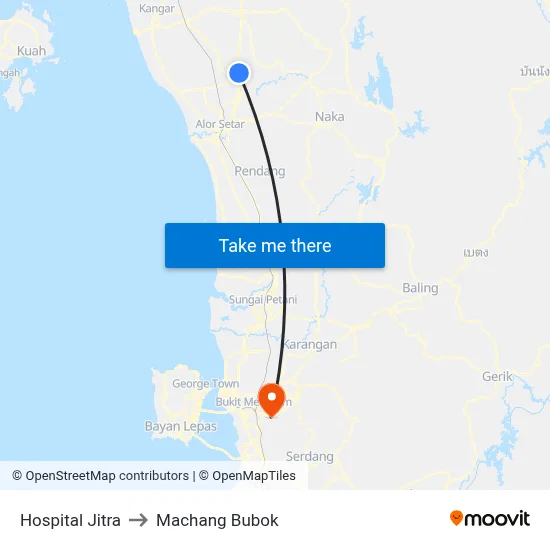 Hospital Jitra to Machang Bubok map