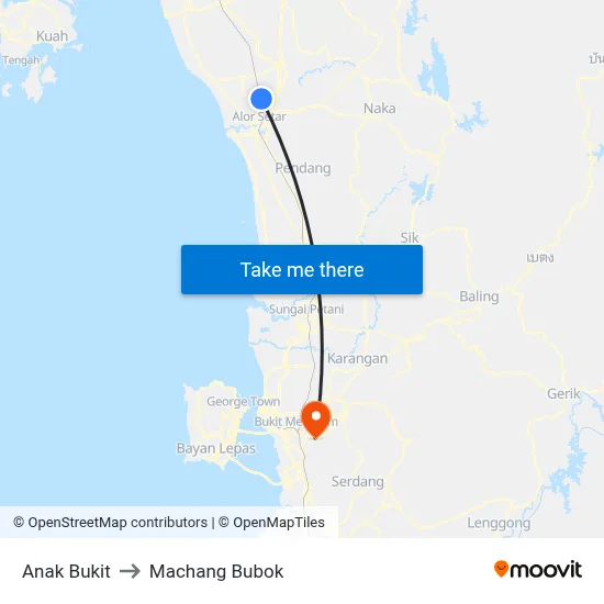 Anak Bukit to Machang Bubok map