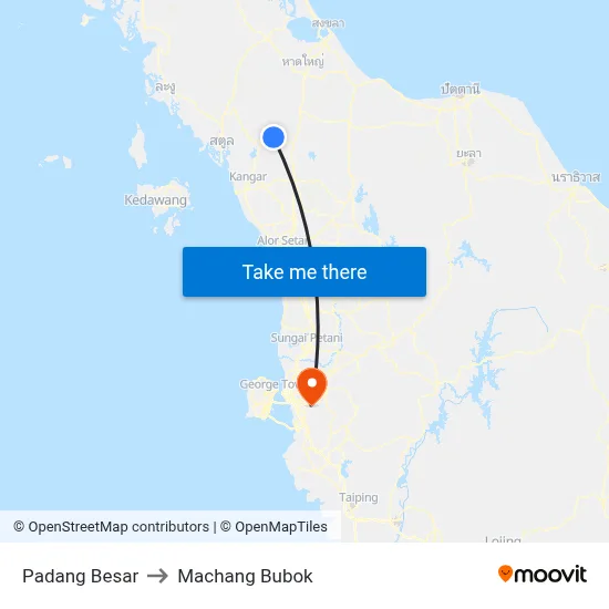 Padang Besar to Machang Bubok map