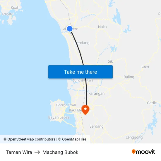 Taman Wira to Machang Bubok map