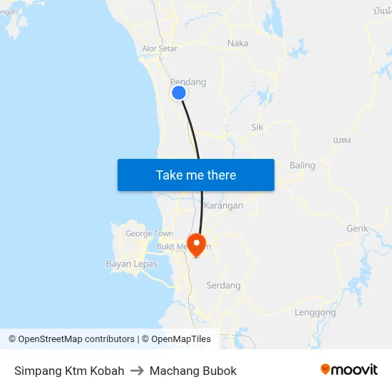 Simpang Ktm Kobah to Machang Bubok map
