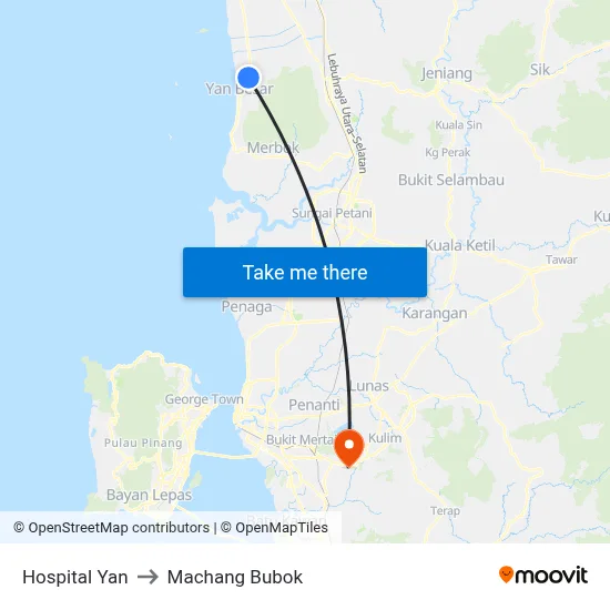 Hospital Yan to Machang Bubok map