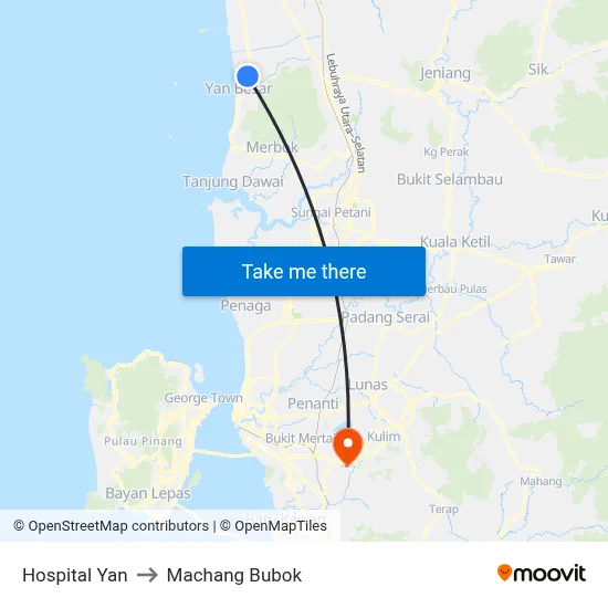 Hospital Yan to Machang Bubok map