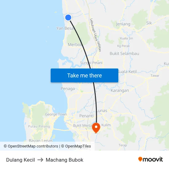 Dulang Kecil to Machang Bubok map