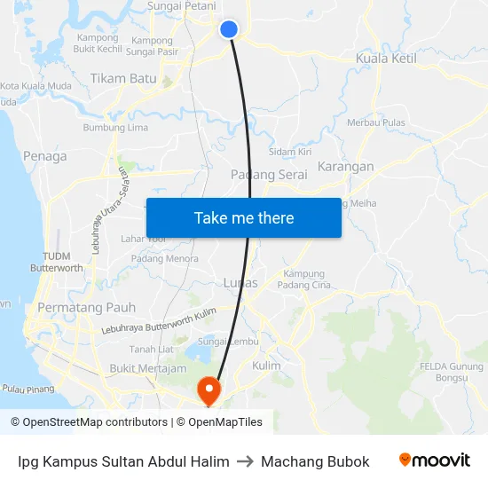 Ipg Kampus Sultan Abdul Halim to Machang Bubok map