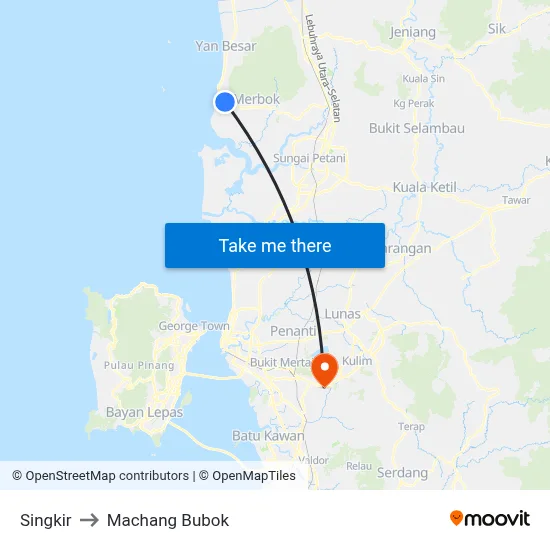 Singkir to Machang Bubok map