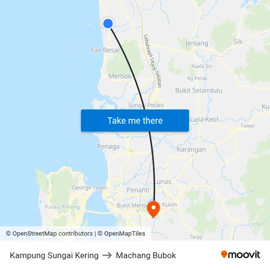 Kampung Sungai Kering to Machang Bubok map
