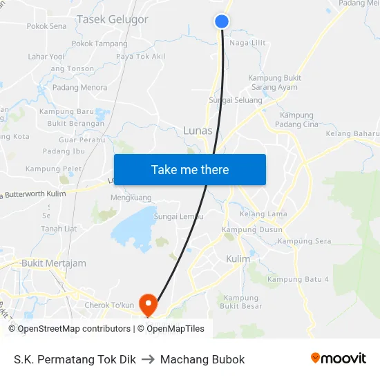 S.K. Permatang Tok Dik to Machang Bubok map