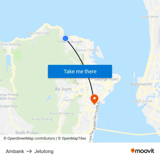Ambank to Jelutong map