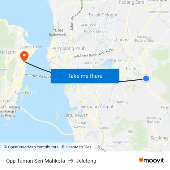Opp Taman Seri Mahkota to Jelutong map