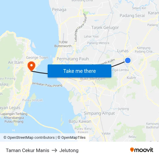 Taman Cekur Manis to Jelutong map