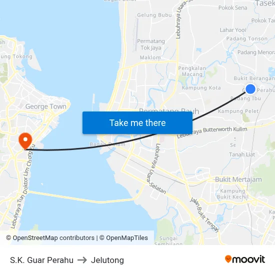S.K. Guar Perahu to Jelutong map